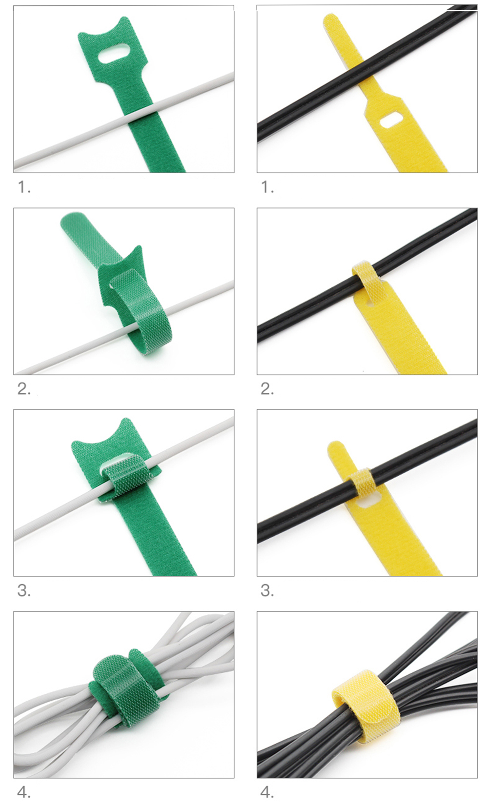 500mm Nylon Straight Hook And Loop Cable Ties T Shaped 20mm