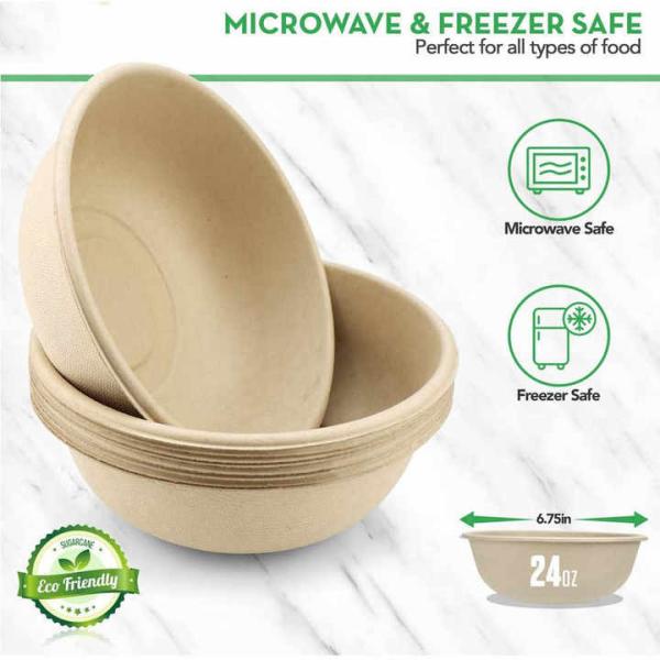 Eco Friendly Bowls 100% Compostable Disposable Biodegradable Sugarcane Bagasse