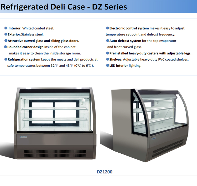 Ventilated Commercial Refrigerated Deli Case 22 Cu.Ft CE ETL