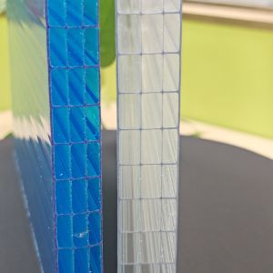 14mm Blue Four Layer Polycarbonate Sheet With Self-extinguishing And UV