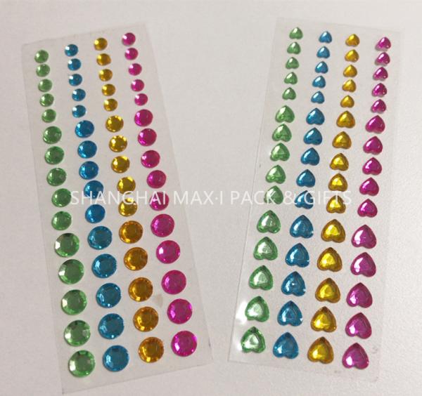 Customed Gold Red Heart Gem Stickers For Face Body Supply Diamond Acrylic