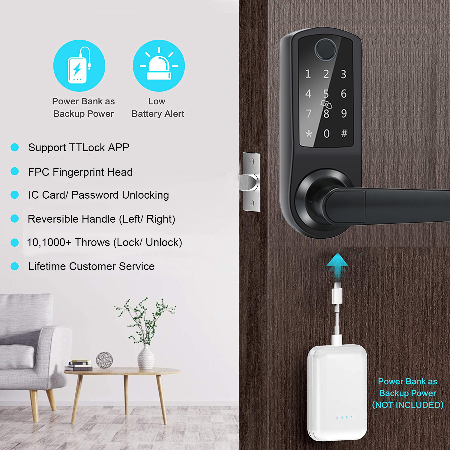 WiFi Biometric Fingerprint Digital Keyless Door Lock Aluminium Alloy