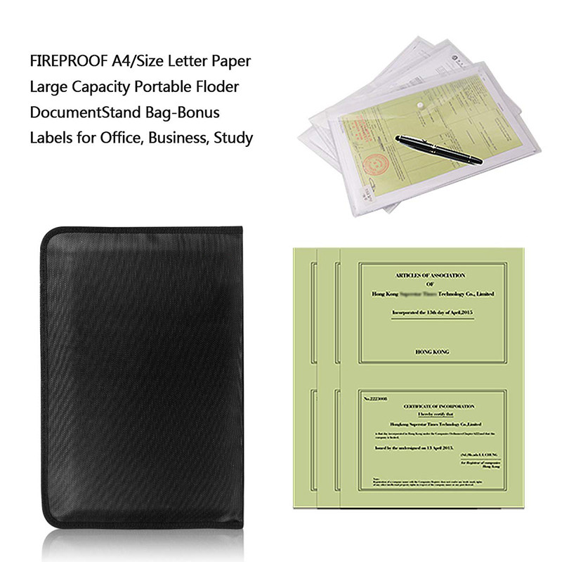 Heat Resistant Fireproof Document Folder With 13 A4 Size Pockets