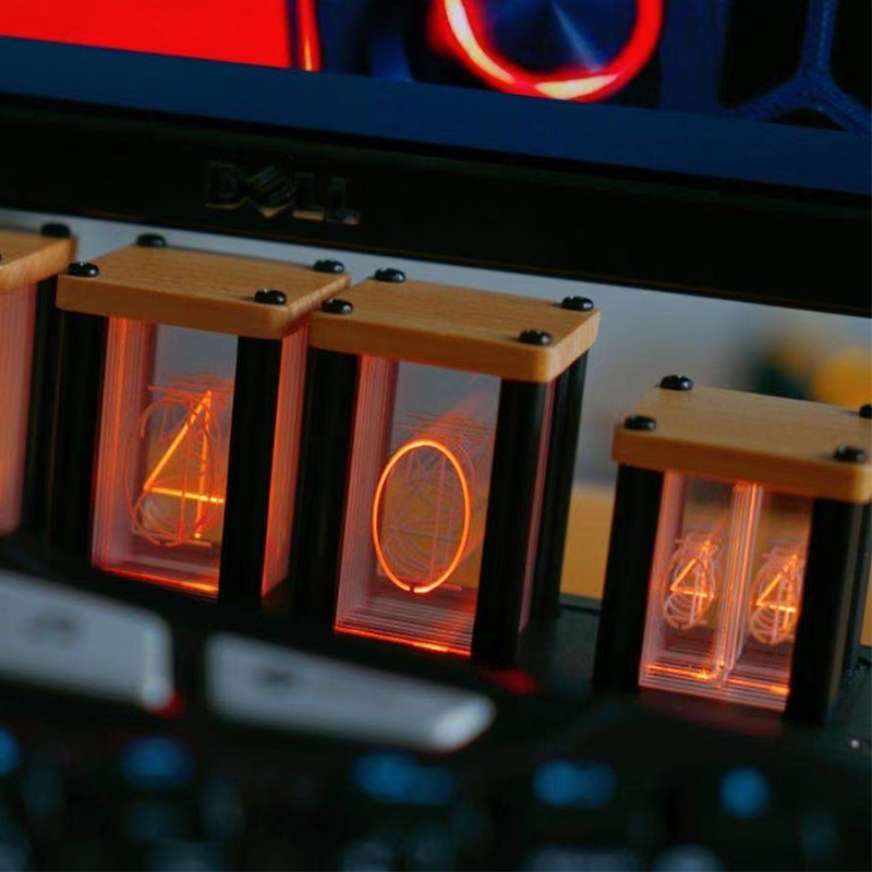 RGB Electronic Glow LED Tube Light Clock Square Shape