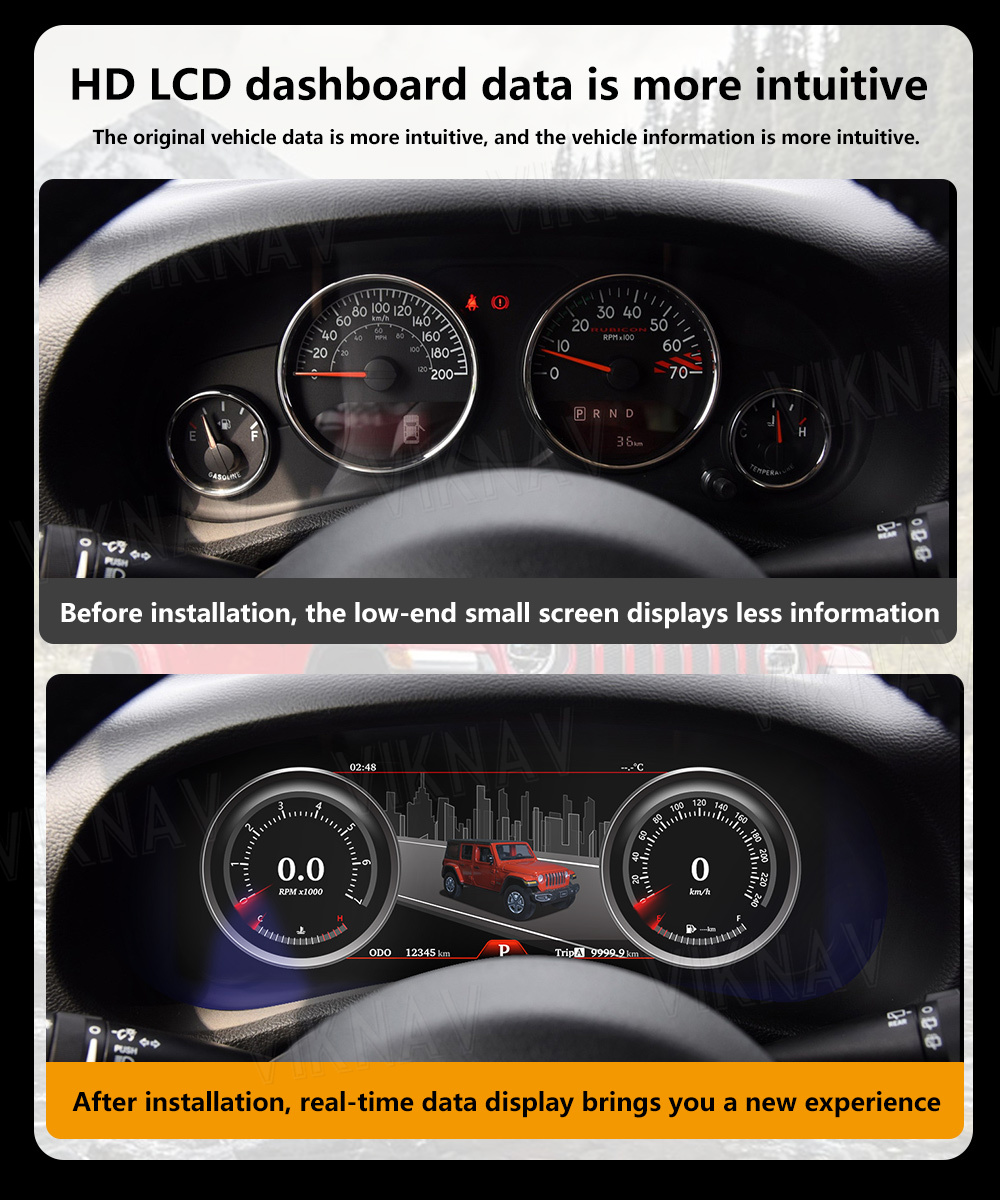Digital Cluster Linux Screen Car Dashboard For Jeep Wrangler 2011-2017