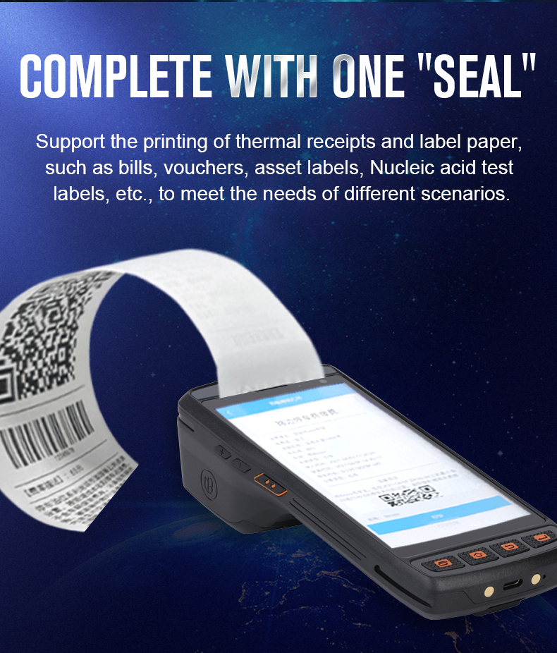 Android 11 PDA Android Industrial Handheld Terminal Rugged Pda Built-In Printer Barcode Scanner