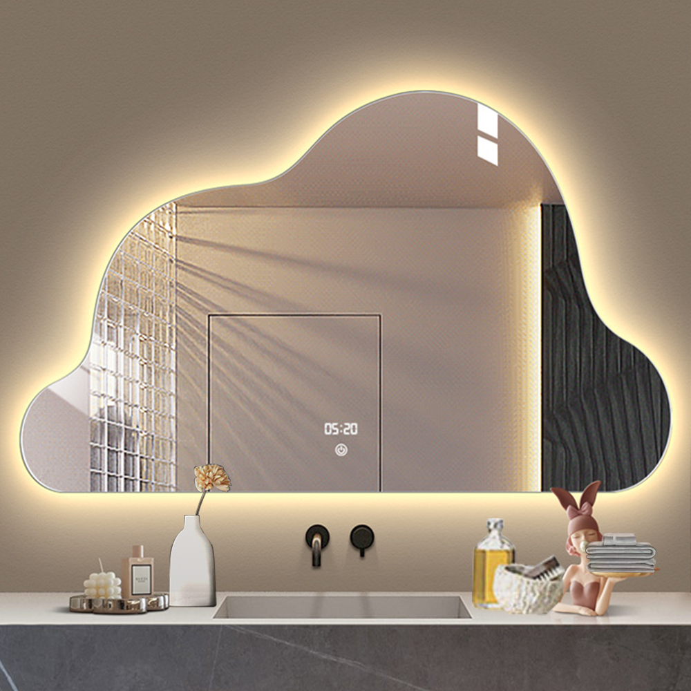 Touch Switch Fashion Round Led Light Wall Full Length Shower Fogless Bedroom Decoration Smart For Bathroom Mirror