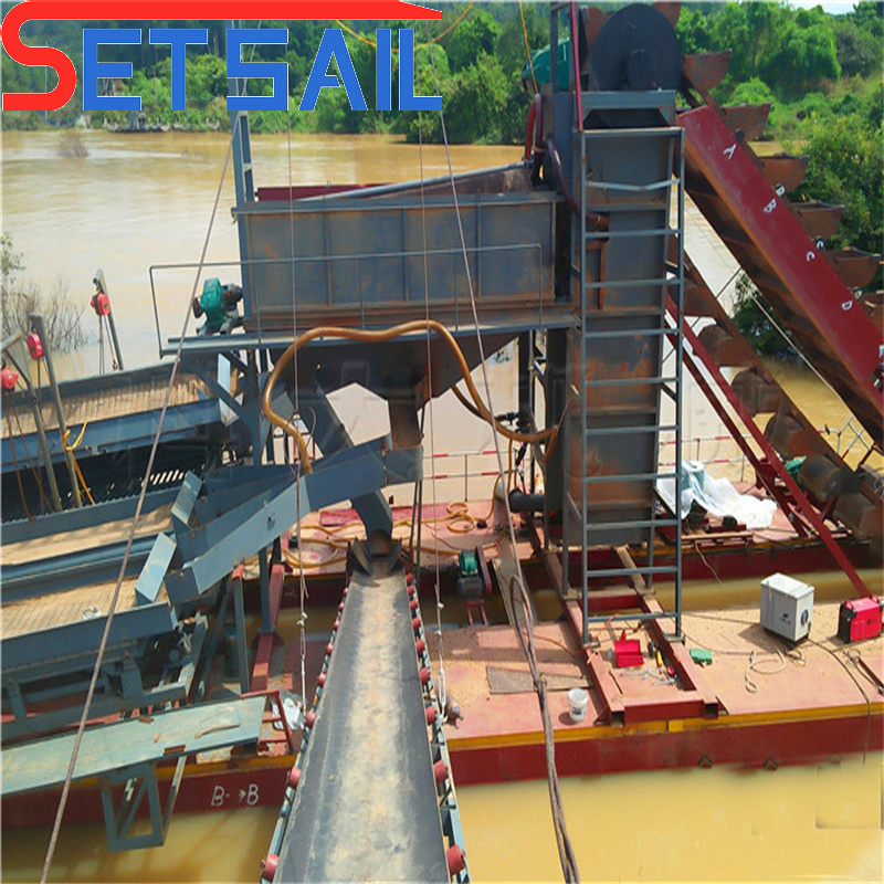 Diesel Engine Power Chain Bucket River Gold Diamond Dredger