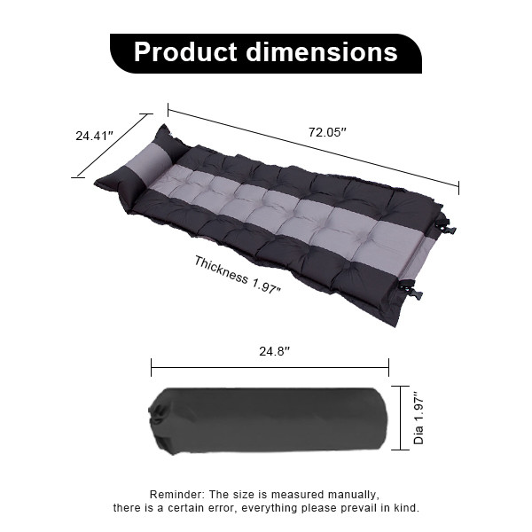 Portable Self Inflating Sleeping Pad Foam Waterproof Air Mattress With Pillow