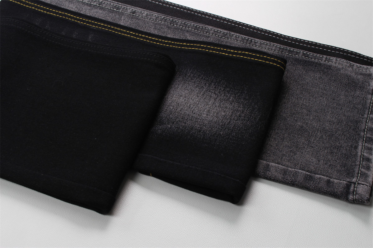 190cm 12oz Black Black Cotton Polyester Rigid Denim Fabric For Jeans