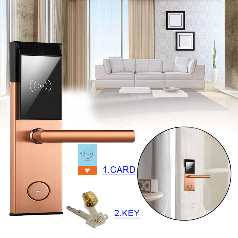 Batteries Operation Key Card Smart Door Locks Intelligent Keyless Lock for Hotel Guesthouse