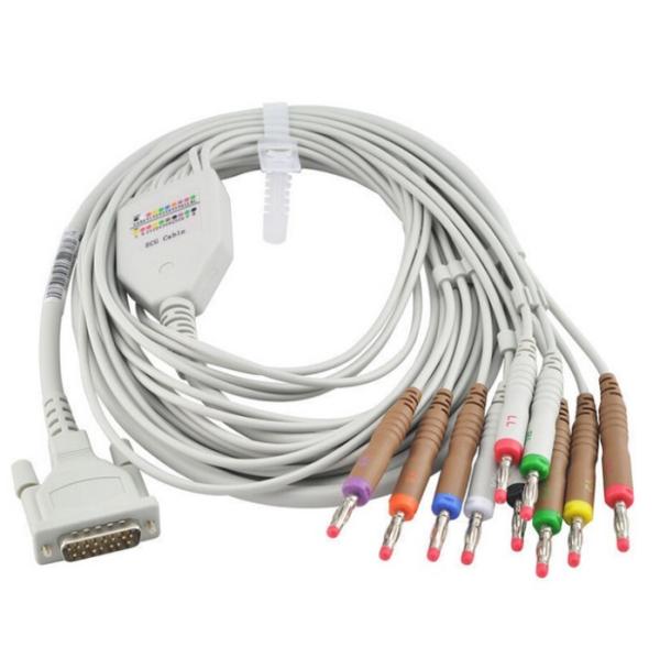 Medical 10 Lead Ecg Cable One Piece Eeg Ekg Ecg Cable With Banana For Edan Nihon