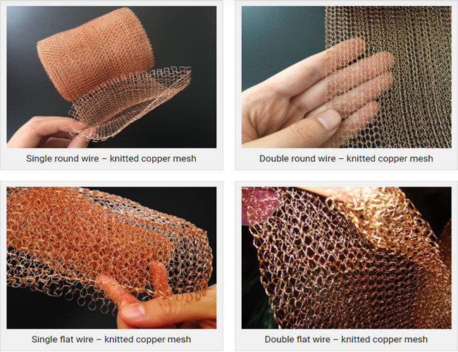 ODM Knitted Copper Wire Mesh Roll 50mm Width irregula Hole