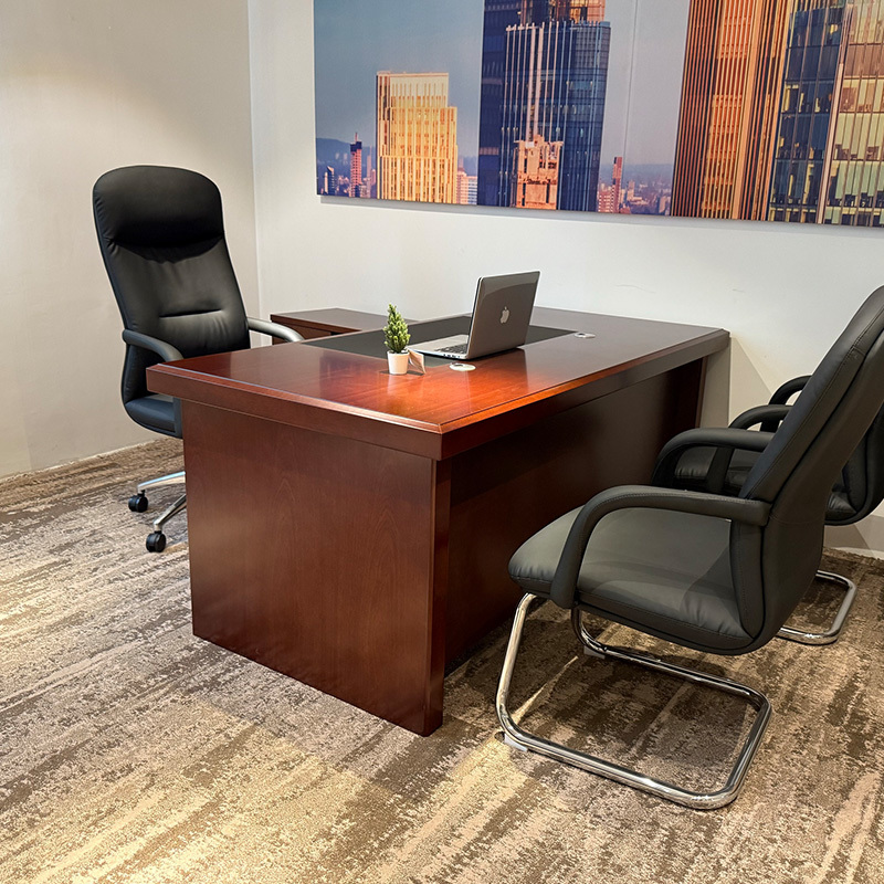 Modern Executive Office Furniture Sets Red Paint Board L Shaped Executive Desk