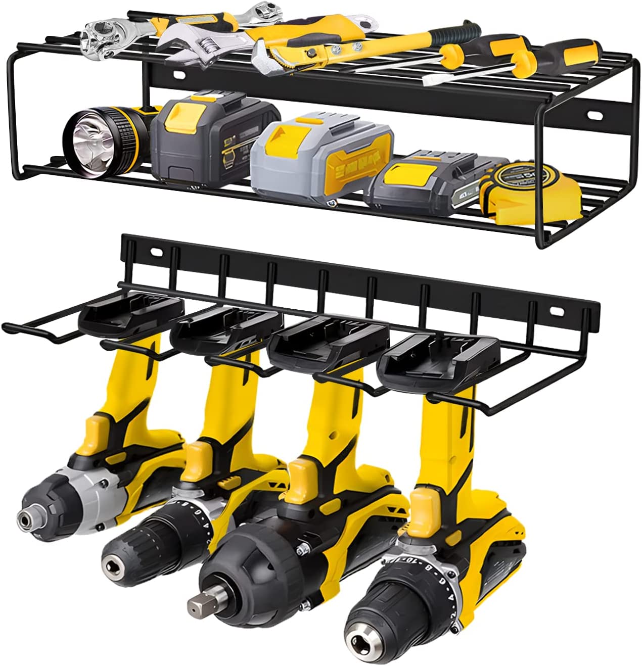 Garage Space Saving Carved Metal Power Tool Storage Racks 430*305*230mm Wall Mounted