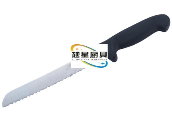 25cm Stainless Steel Cookwares , Western Style Bread Knife With Black Plastic