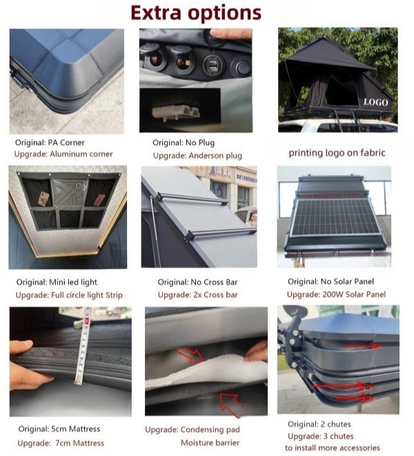 Car Truck Camping Aluminum Hard Shell Roof Top Tent With Water Tank and Solar Panel