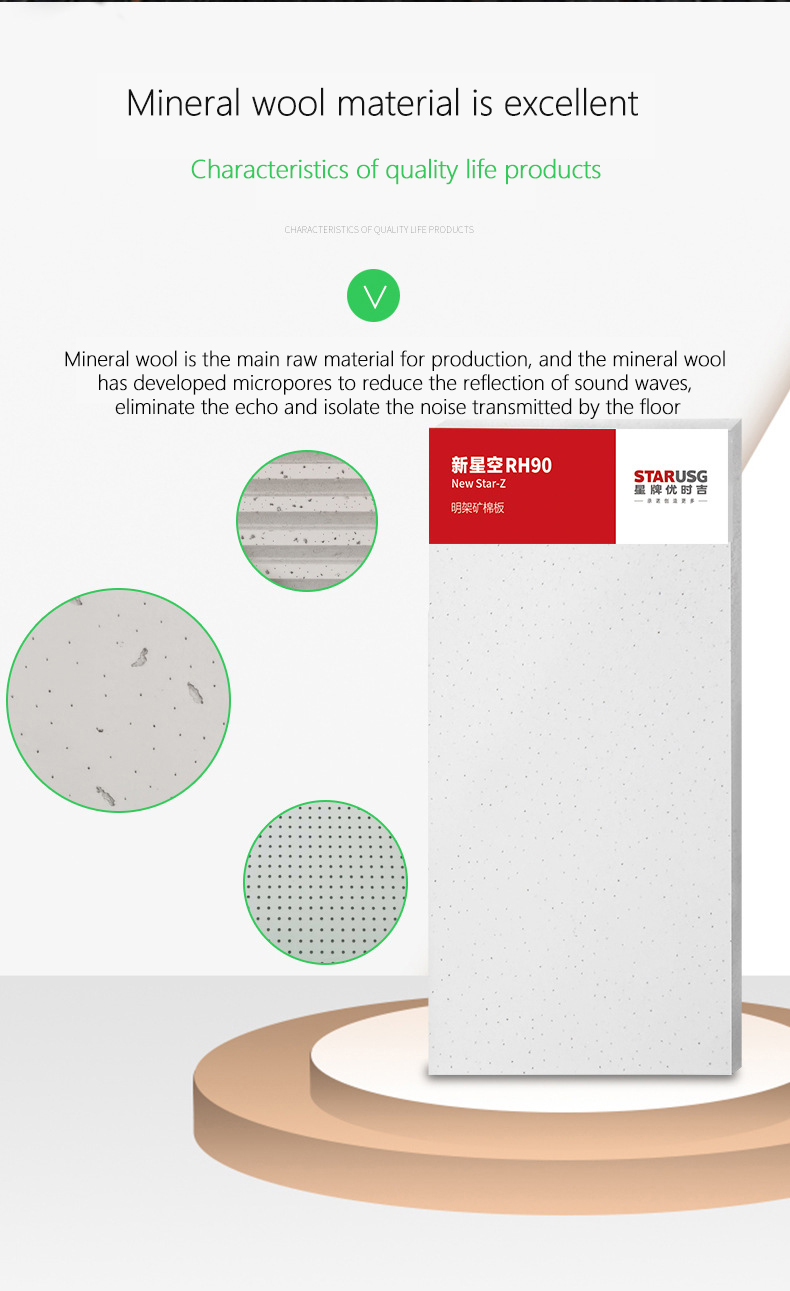 Interior Decoration Materials Mineral Wool Ceilings Sand Finish Ceiling Tiles And Grid