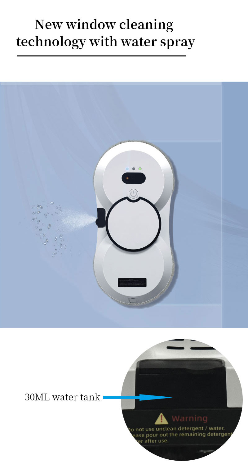 Ultra Thin Edge Detection Glass Cleaning Robot 80W 240v Water Jet Vacuum Cleaner