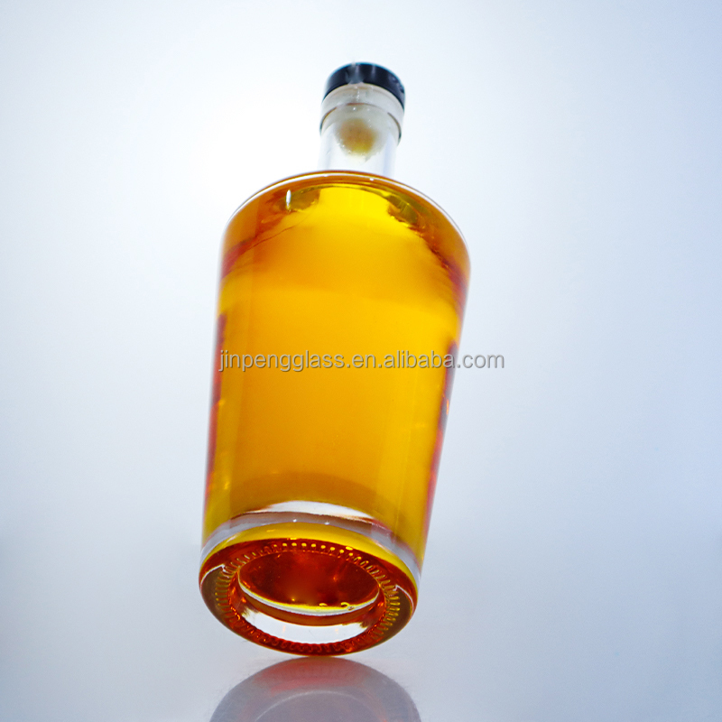 Round Shape Empty Glass Bottles With Acid Etch Surface Handling And Cork Sealing Type