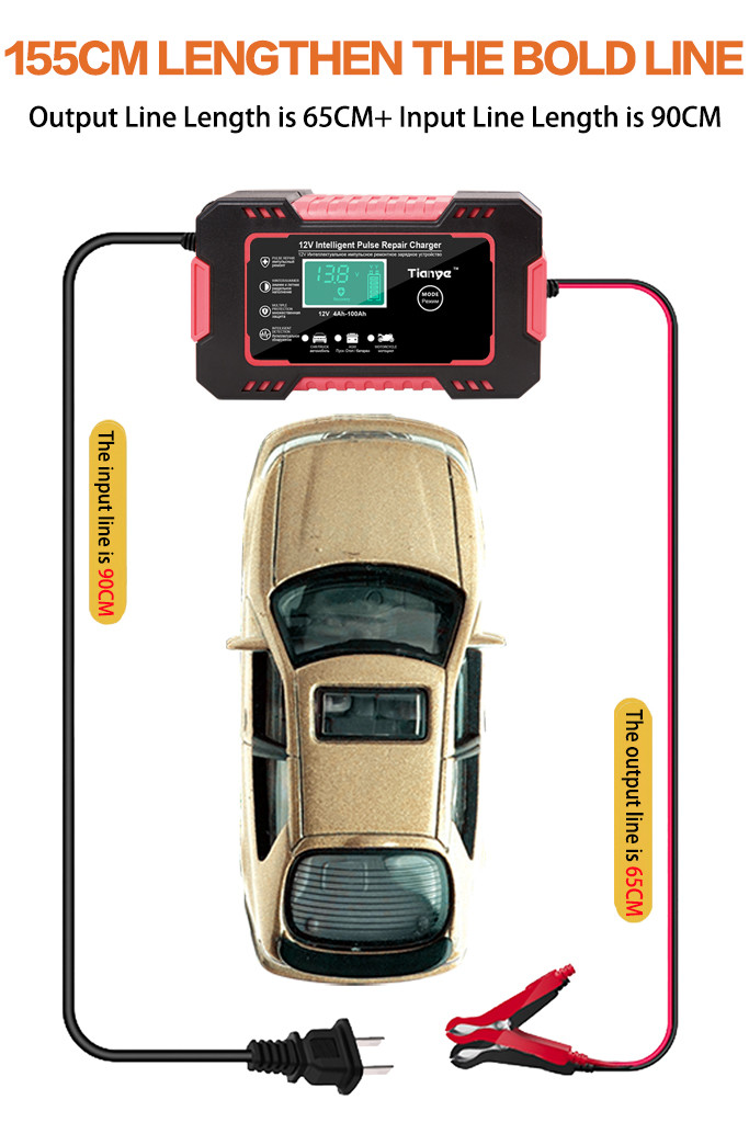 2.4A 7stage Intelligent Pulse Repair Charger With Polarity Reversal Protection