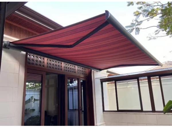 Retractable Full Cassette Electric Awning With Remote Control LED Light