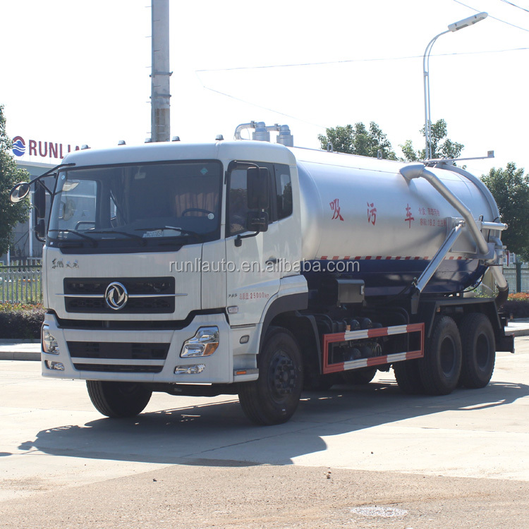 15000L 6x4 Heavy Duty Sewage Suction Truck 85km/H Max Speed Dongfeng