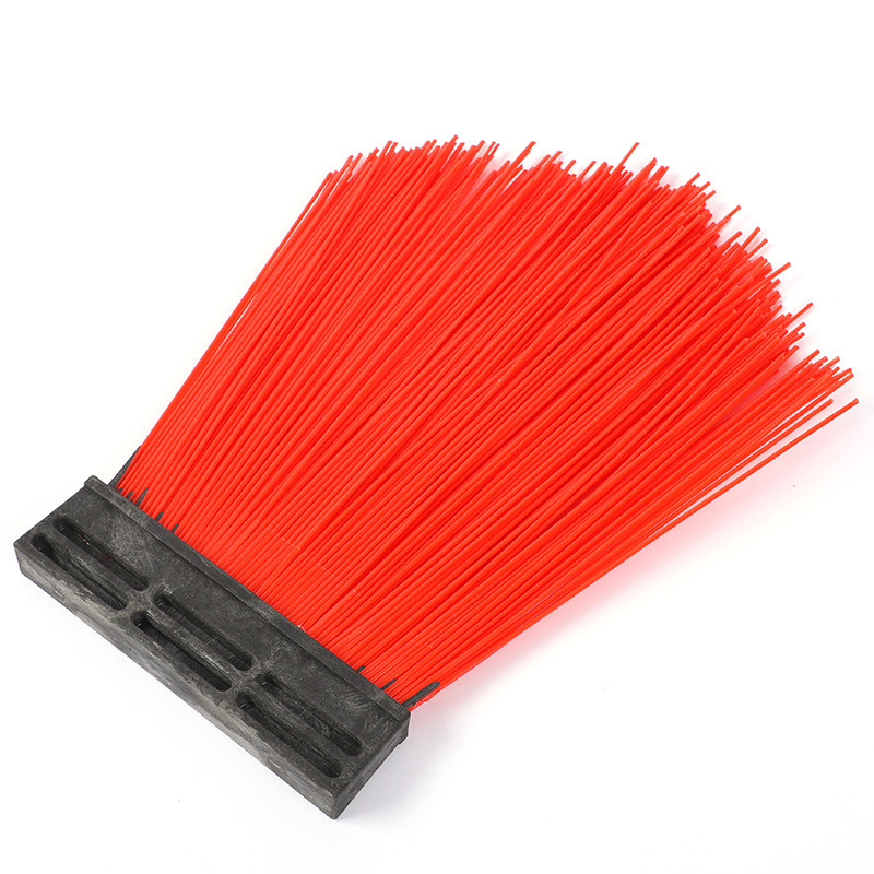 Replaceable Square Street Cleaning Brush Red Sanitation Road Sweeper Brush Safety Nylon