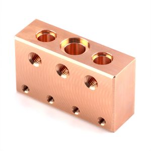 Custom CNC machined brass hydraulic valve block