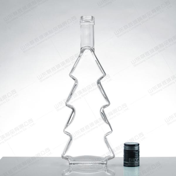 Glass Collar Frosted Clear Decorative Blown Fancy Liquor Wine Bottles for
