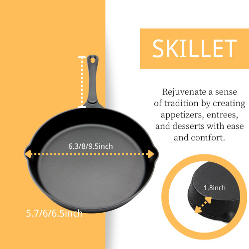 6.3 Inch Pre Seasoned Cast Iron Skillet For Outdoor Cooking