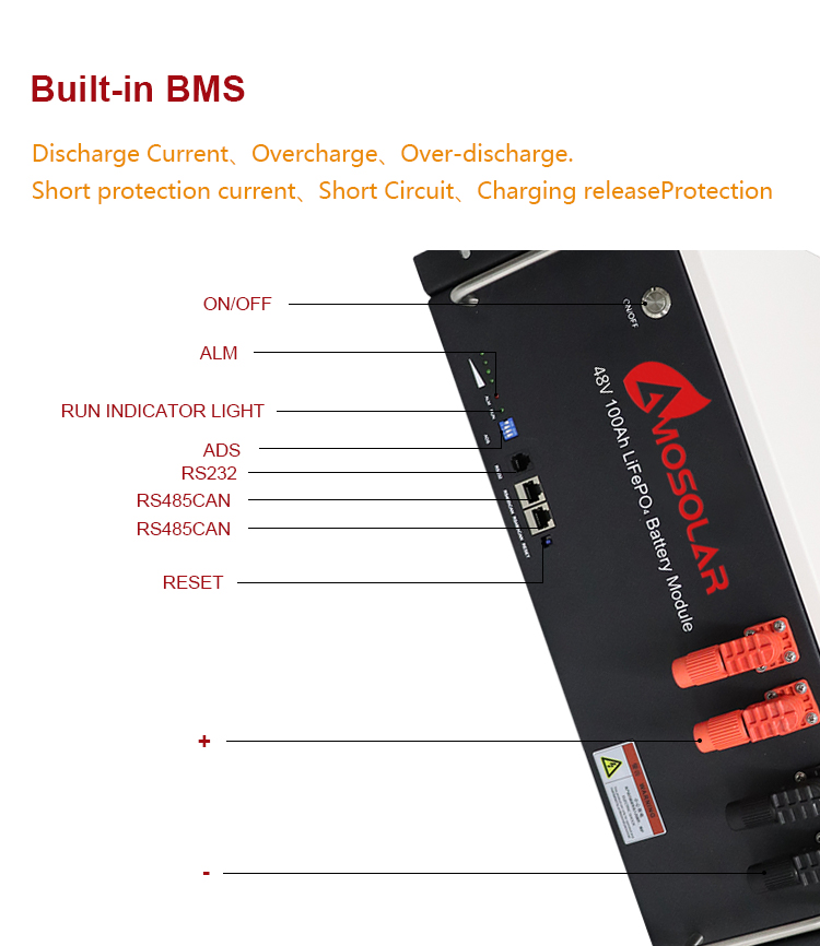 Amosolar 48V/51.2V 100ah 200ah 5kwh 10kwh 2.5kwh Lithium Ion Battery for Solar Storage