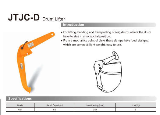 JTJC-D Jerrican Clamp Mechanical Lifting Devices for Horizontal Lifting and