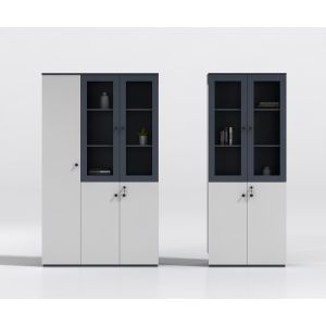 E1 Particle Board Modern Office Bookcases With Filing Cabinet Base Wood Framed