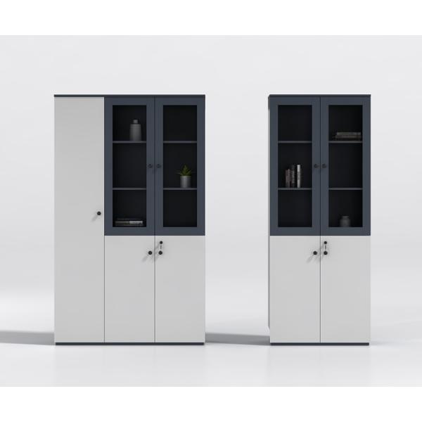 E1 Particle Board Modern Office Bookcases With Filing Cabinet Base Wood Framed