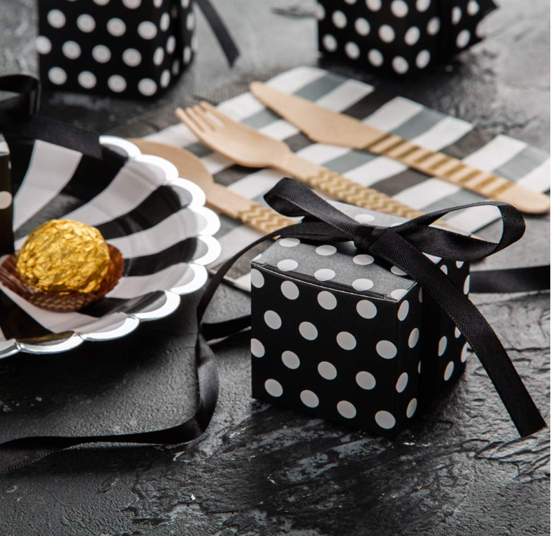Gold And Sliver Stamping Christmas Gift Box With Ribbon Luxury Style