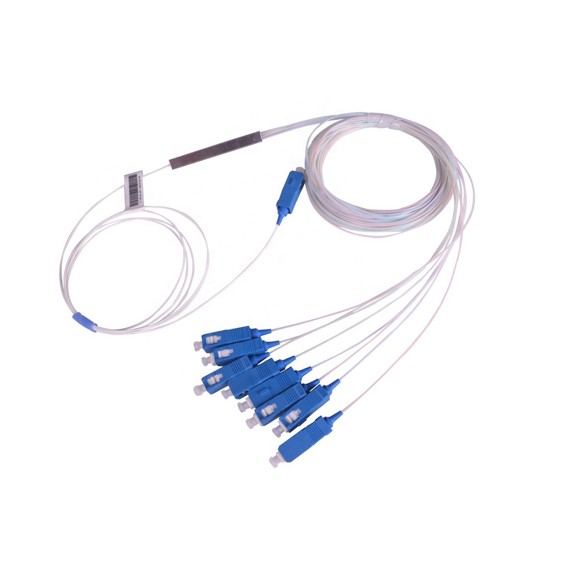 length 1.5m 900um cable 2 Way Fiber Splitter Mini Steel Tube Plc Splitter