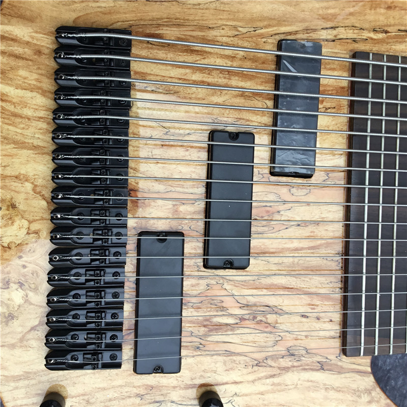 Custom 17 Strings Neck Through Body Electric Bass Guitar with Rosewood Fingerboard Fretless Inlay