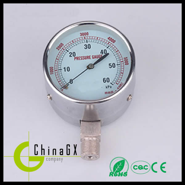316 All Stainless Steel SS Case Pressure Gauge Miniature Type