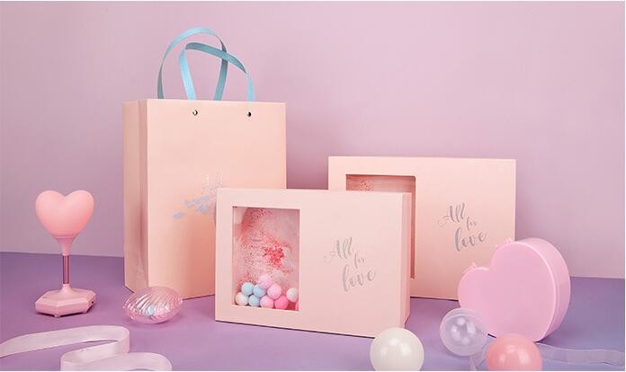 Pink Paperboard CMYK Recycled Paper Gift Boxes
