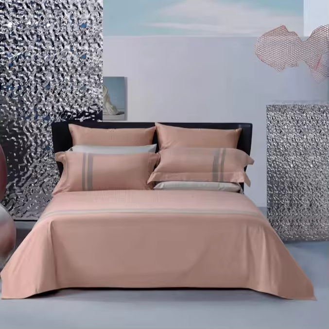 Knitted 100% Cotton 4 Pcs Bedclothes Bedset Bedding Set with Comforter and Bed Cover