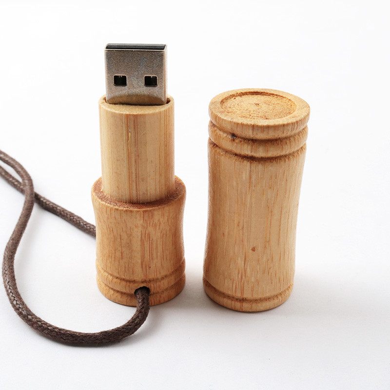 15MB/S 32GB 128GB Custom Wood Flash Drives Bamboo With Lanyard