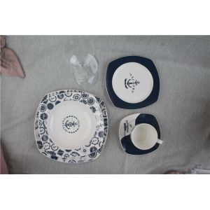 China Modern Luxury Fine Bone China Dinnerware Sets Square Shape For Home Decoration on sale