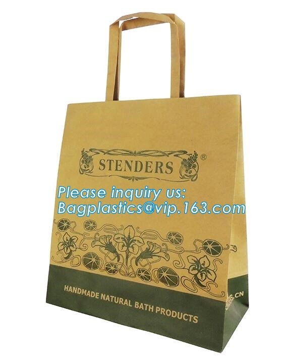 Customized Red Printed Kraft Paper Shopping Bag with Ribbon Handles and Bowknot,Kraft Paper Shopping Bag with Kinds off