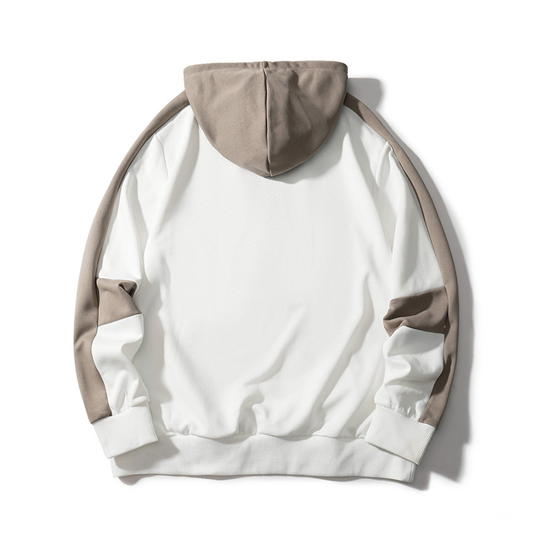 100% Cotton Cool Long Sleeve Sweatshirts Drop Shoulder Color Block Drawstring Hoodie