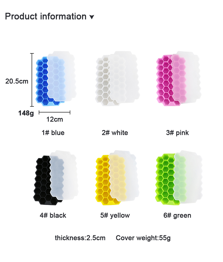 BPA Free Honeycomb Ice Cube Mold , Food Grade Rubber Ice Cube Trays