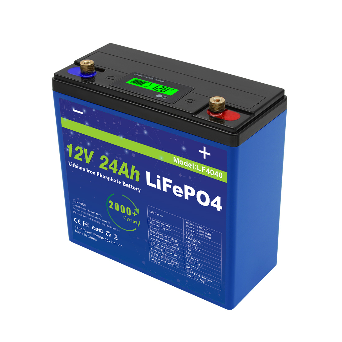 Lightweight 12v 24ah Lifepo4 Battery Portable Design For Boats / Golf Carts