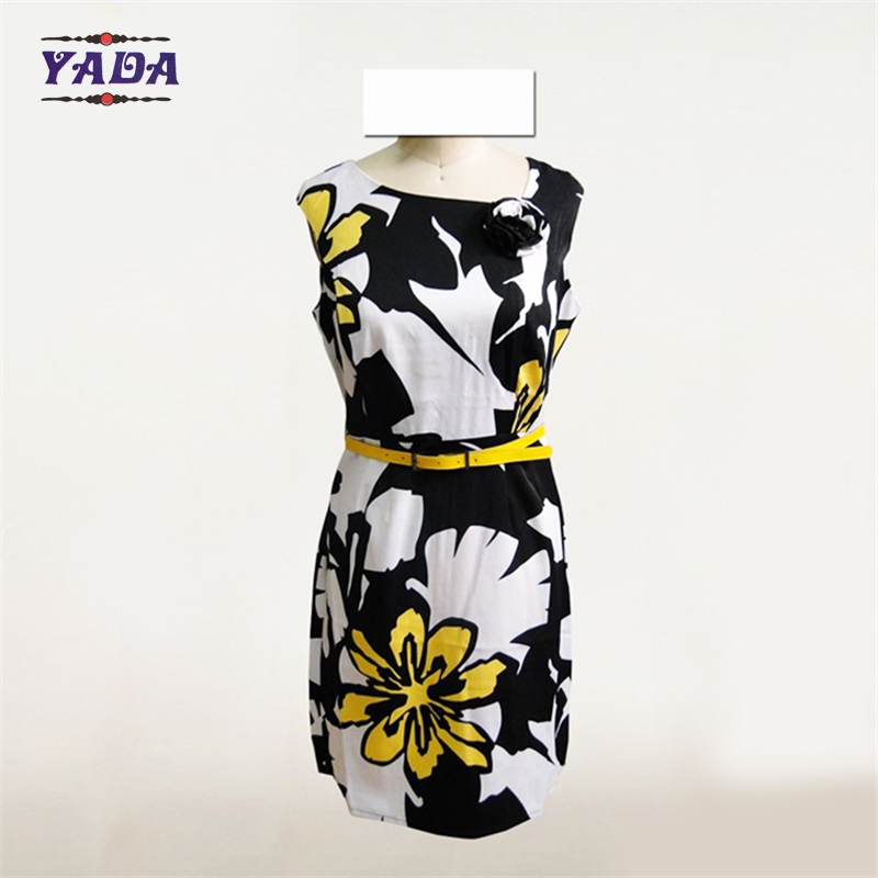 Casual high quality print simple elegant ladies western sexy night dress for spring and fall