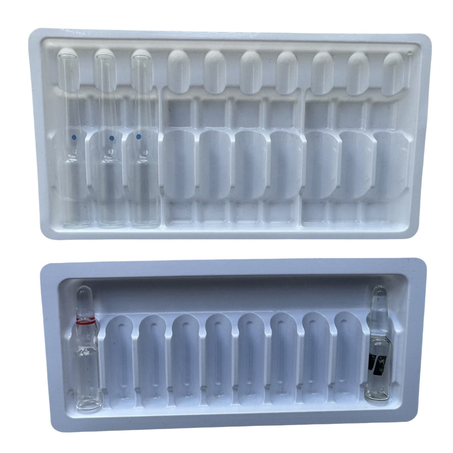 PET blister packaging tray 1ml 2ml water injection medicine ampoule tray customization