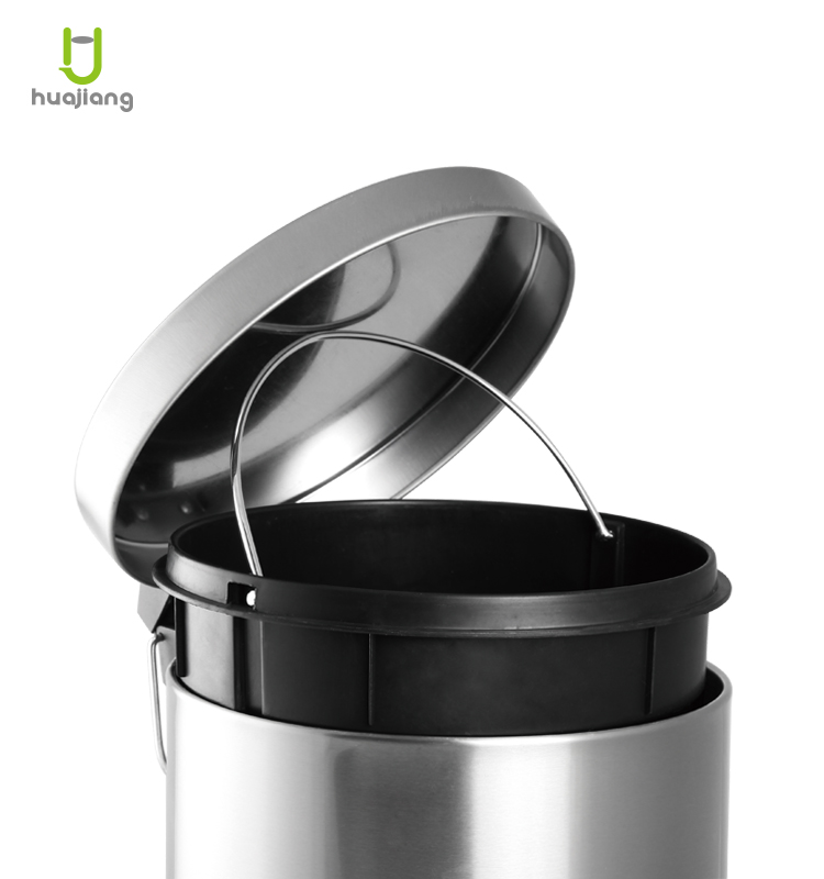 3L/5L/8L/12L/20L/30L SS Round Trash Bin with Rolling Cover and Foot Pedal Made of Stainless Steel